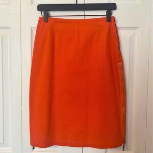 Moschino Orange Pencil Skirt with Zippers
